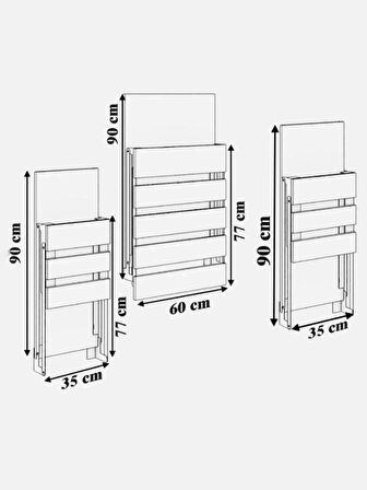 Firuze Duvara Monte Katlanabilir 2 Tabureli Pratik Yemek Masası Balkon Masası