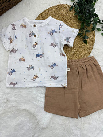 ERKEK BEBEK PAMUKLU MÜSLİN 2'Lİ TAKIM