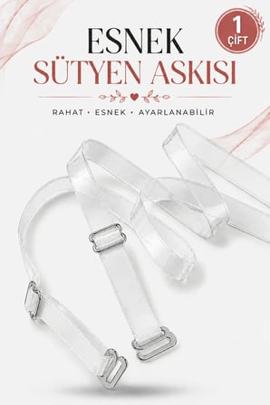 Şeffaf Sütyen Askısı Ayarlanabilir Metal Kancalı Esnek Rahat Kullanım – 1 Çift