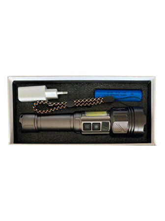 11 Mod 4 Renk Uzun Menzilli Güçlü Şarjlı El Feneri 10000 Lümen 6000mAh Güçlendirilmiş 26800 Batarya