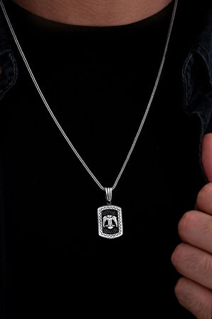 Erkek Gümüş Kolye - Grek Desenli Çift Başlı Kartal Model Gümüş Erkek Kolye