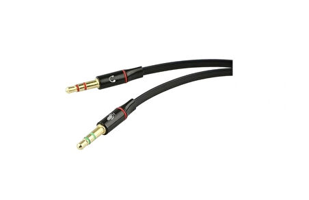 Siyah 3.5mm to Audio + Mic 0.15m Kulaklık Çevirici Mikrofon Ses Ayırıcı