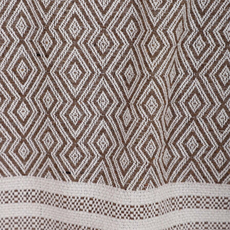 Natural Buldan İşi Kolları Örten Kaymaz Kanepe Çekyat Koltuk Örtüsü 180x300 cm Pamuk Dokuma - KAHVE 