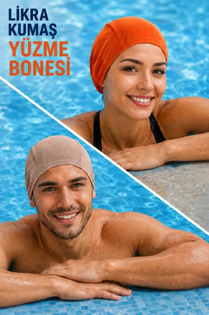 Kumaş Yüzme Bonesi Unisex Likra Havuz ve Deniz Kullanımına Uygun Esnek Yüzme Bonesi-1 Adet