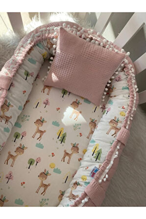 Babynest Pudra Waffle Pike Kumaş Ceylan Tasarım Lüx Ponponlu Jaju-babynest