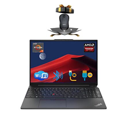 Lenovo Nb E16 Thınkpad 21JT0017TX ATL55 RYZEN7-7730U 8GB 256GB M.2 SSD 16 FDOS Notebook + MOUSE