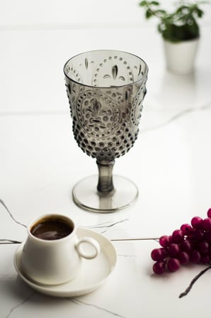 Akrilik Füme 6'lı Kadeh & Su Meşrubat Kahve Yanı Bardağı 450 ml ( Cam Değildir )