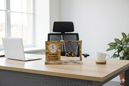  El Yapımı Ahşap Salıncaklı Masa Saati