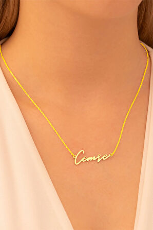 Kadın Gümüş Kolye - Cemre Yazılı 925 Ayar Gümüş Altın Kaplama Kadın Kolye