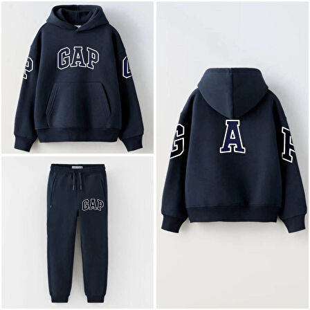 ERKEK ÇOCUK PAMUKLU KAPÜŞON DETAYLI 2'Lİ ALT ÜST TAKIM EŞOFMAN TAKIMI