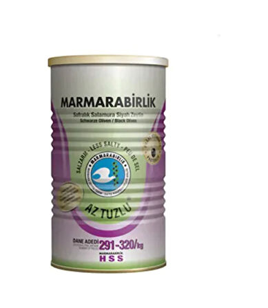 Marmarabirlik Hususi Az Tuzlu 291-320 KB S Siyah Zeytin 6 x 400 G