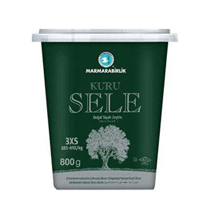 Marmarabirlik Kuru Sele 381-410 KB 3XS Siyah Zeytin Kutu 2 x 800 G