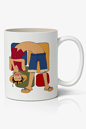 One Piece Monkey D. Luffy Anime Temalı  Beyaz Kupa Bardak Arkadaşa Sevgiliye Hediye