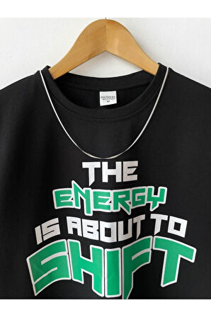 Erkek Oversize Baskılı Pamuklu Bisiklet Yaka Kısa Kollu T-shirt