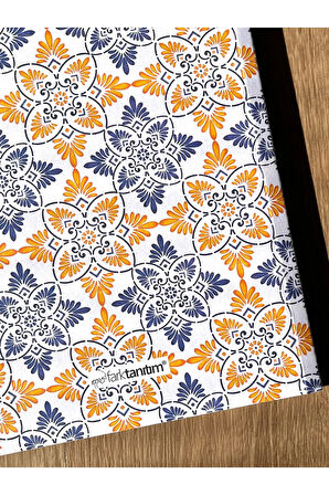 Amerikan Cilt, A5 Çizgili Defter, 64 Yaprak, 90gr. Ivory Kağıt (MEDİTERRANEAN PATTERN KAPAK TASARIM)