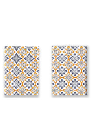 Amerikan Cilt, A5 Çizgili Defter, 64 Yaprak, 90gr. Ivory Kağıt (MEDİTERRANEAN PATTERN KAPAK TASARIM)