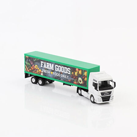 Welly 1:64 Ölçek Metal Kafalı Man  Dorseli Tır Yaklaşık 30 Cm Beyaz