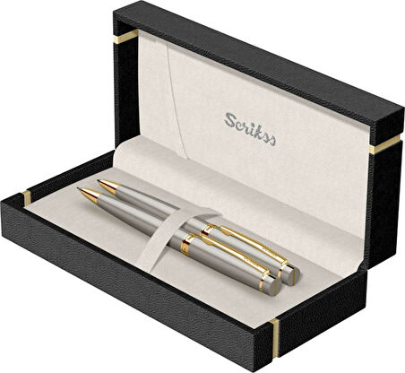 İsminize Özel Scrikss 38 Saten Altın Tükenmez+Versatil Set