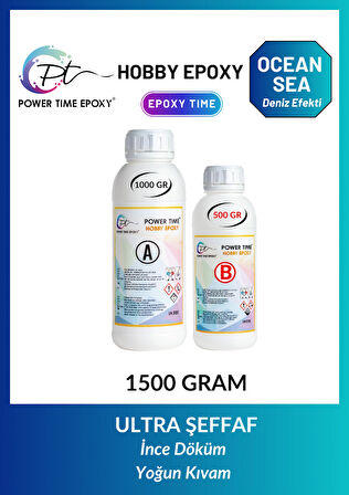 1500 gram Hobi Epoksi Ocean & Sea/ Deniz Efekti Şeffaf Epoksi Reçine Ince Döküm