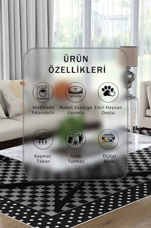 Yıkanabilir Kaymaz Taban Dijital Baskılı Halı ve Yolluk – Leke Tutmaz Salon & Mutfak Halısı