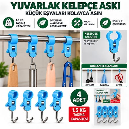 SN-38119 Yuvarlak Kelepçe Askı 80x12x18mm 4’lü Paket