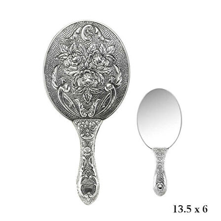 Himarry 925 Ayar Gümüş Gül Motifli El Aynası