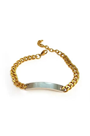 İsim Yazılabilen Çelik Erkek Bileklik Altın Kaplama İnce Kibar CBLGMSISIM1