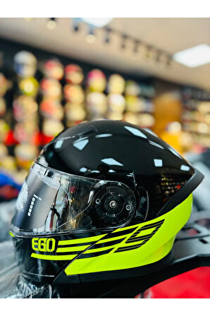 FAZER GLOSSY FLOUROSAN YELLOW ÇENE AÇILIR GÜNEŞ VİZÖRLÜ MOTOSİKLET KASKI