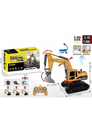 Oyuncak Buhar Atan Şarjlı Ekskavatör Işıklı Duman Atan Gövdesi 680* Dönen Kepçe Başlıkları Değişir