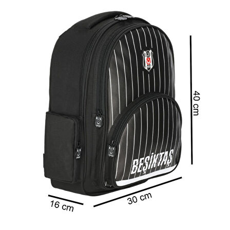 Beşiktaş 3 Bölmeli İnce Çubuklu Suni Deri Okul Çantası + Kalemlik