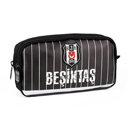 Beşiktaş 3 Bölmeli İnce Çubuklu Suni Deri Okul Çantası + Kalemlik