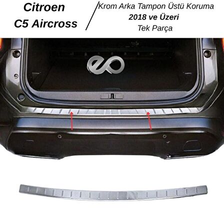 Citroen C5 Aircross Krom Arka Tampon Üstü Koruma 2018> Paslanmaz Çelik