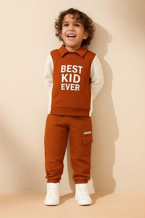 Erkek Çocuk Takım Eşofman Takımı Sweat & Kargo Cepli Alt 2'Li Spor Set Mevsimlik 4-8 Yaş