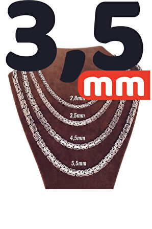 3.5mm Yassı Ezme Kral Model 925 Ayar Gümüş Erkek Kolye Zincir 1548620855