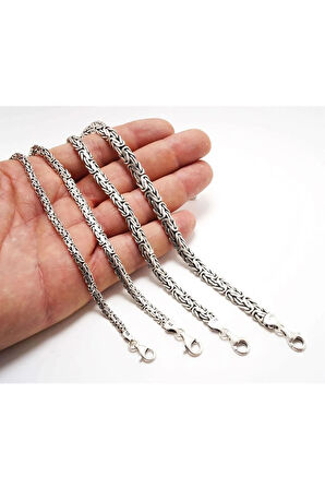 3.5mm Yassı Ezme Kral Model 925 Ayar Gümüş Erkek Kolye Zincir 1548620855