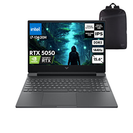 HP Victus 15-FA2036NT i7-13620H 32-GBDDR5 1 TBSSD RTX5050 (8GB-GDDR7) 15.6" FHD Windows 11 Home + HMF Sırt Çantası C52QWEAHMF31