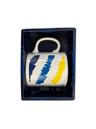 Fenerbahçe Lisanslı Kupa Sarı Lacivert Mug Hediye Ahşap Kutulu