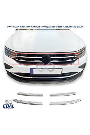 VW Tiguan Krom Ön Panjur 4 prç. 2020 ve üzeri Paslanmaz Çelik
