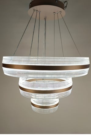 Modern Üç Katmanlı Bronz ve Kristal Efektli LED Sarkıt Avize