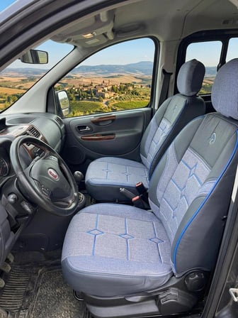 Fiat Linea (Actual-Pop) Araca Özel Lüks Keten Kılıf - İndigo Mavisi - Arka Bütün Koltuk Birebir Uyumlu