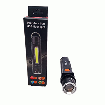 ZOMLU USB ŞARJLI EL FENERİ METAL KASA