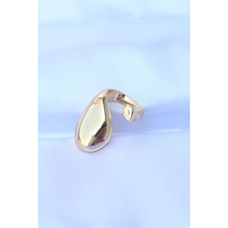 Pirinç Gold Renk Ayarlanabilir İri Bombeli Yüzük