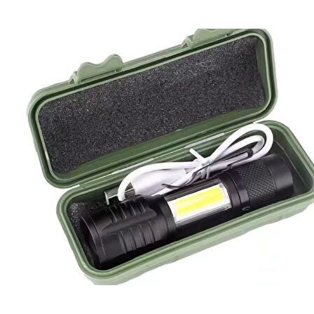 Taktik El Feneri Usb Şarj Edilebilir Kamp Feneri Cob Zumlanabilir Mini Taşınabilir El Feneri