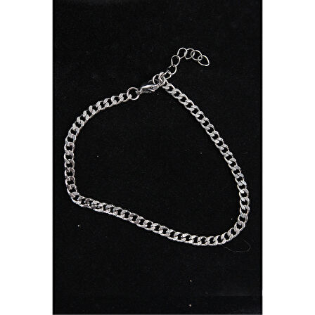 316L Çelik İnce Klasik Model Gümüş Renk Erkek Bileklik