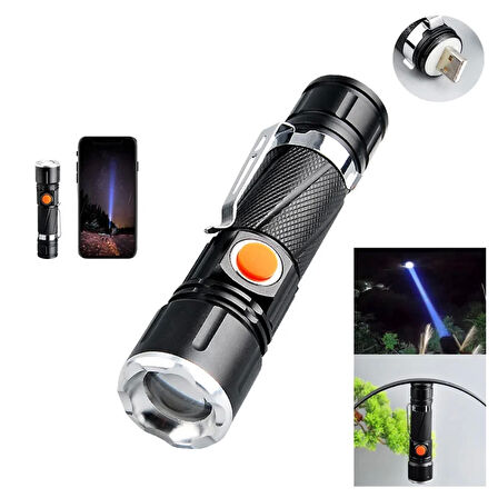 Led Şarjlı Mıknatıslı Usb El Feneri