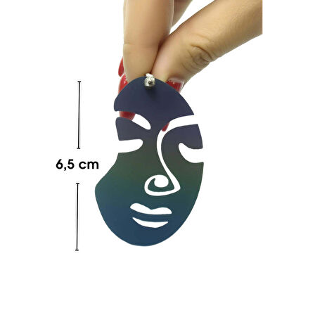 Rainbow Reflektörlü Soyut Kadın Yüzü Küpe, Şık Lazer Kesim Küpe