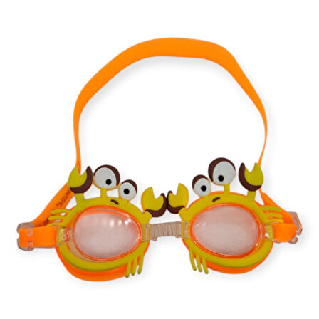 Çocuk Yüzücü Gözlüğü Silikon Taşıma Çantalı Turuncu Yengeç