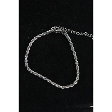 316L Çelik Halat Model Gümüş Renk Erkek Bileklik