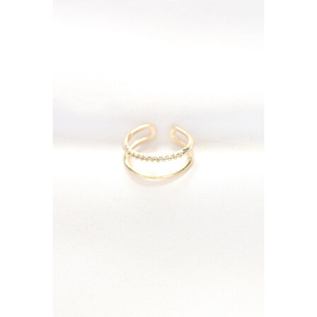 2li Görünümlü Su Yolu Tasarımlı Gold Renk Ayarlanabilir Yüzük