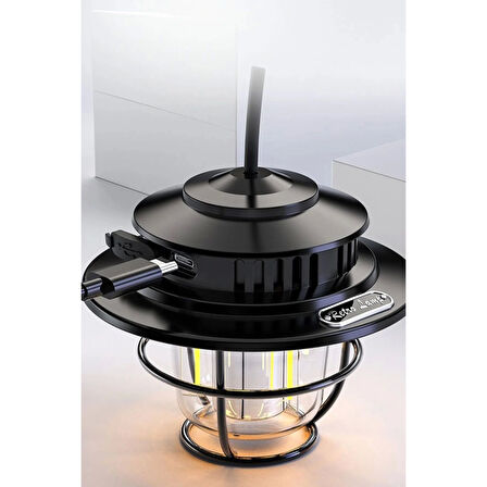 Taşınabilir Retro Fener Su Geçirmez Dış Mekan Güçlü Led Kamp Bahçe Feneri Dekor